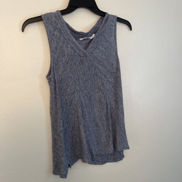 SIGRID OLSEN Knit Linen A Line Sleeveless Tank, Heathered Blue- Medium - Picture 3 of 9
